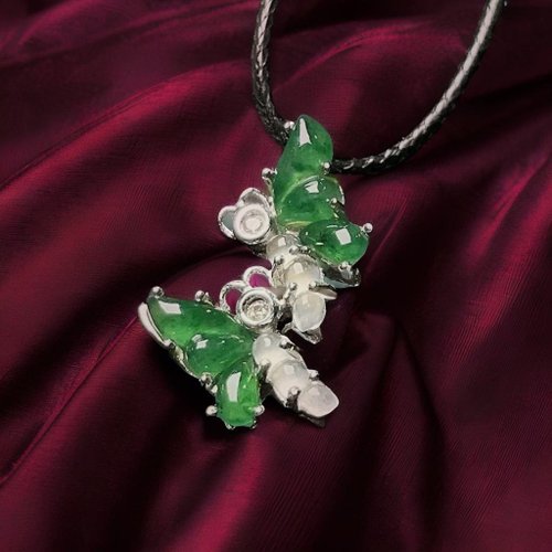 瓔珞珠寶盒 E.L.Jewelry Box 冰種翡翠蝴蝶設計款項鍊 18K金鑽石鑲嵌 | 天然緬甸玉翡翠A貨