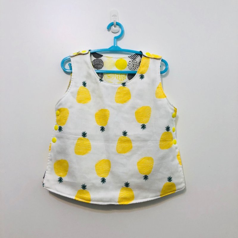 かわいいビッグパイナップルベストスタイルのアンチキックベスト満月ギフト - 出産祝い用贈物 - コットン・麻 イエロー