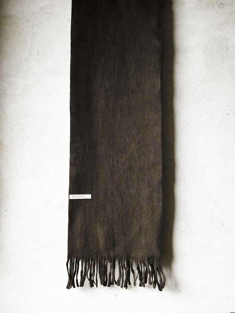 Brown yak velvet felt scarf (narrow) 24*220cm - Scarves - Other Materials Brown