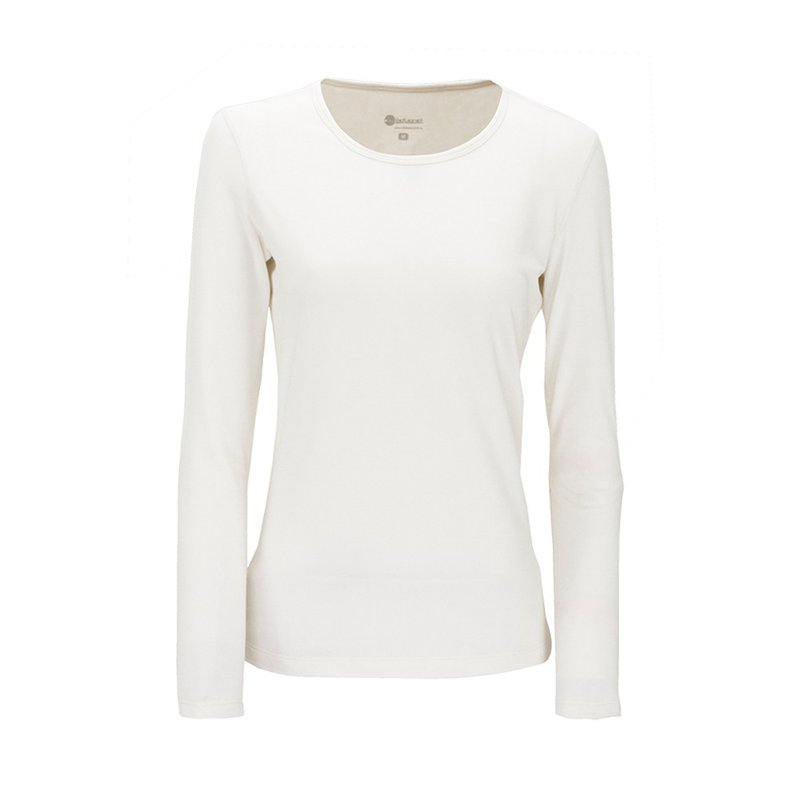 【Wildland Wilderness】Far Infrared U-neck Thermal Clothes Women's Beige W2653-81 - Women's Tops - Polyester White