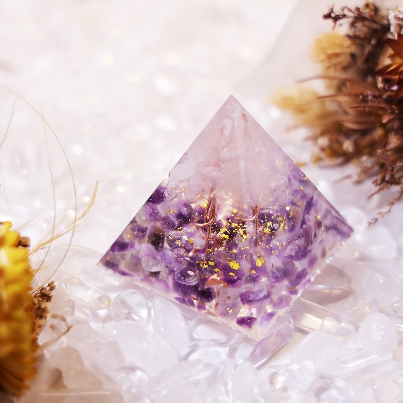 金字塔奧根塔Orgonite奧剛石生命之樹脈輪冥想靈性能量粉晶紫水晶 - 其他 - 樹脂 