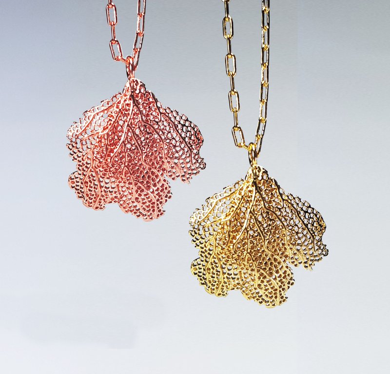 【雙11折扣】Silver Necklace , Coral  Pendant - 項鍊 - 純銀 