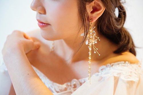 Lady Elegance 原創手工飾品 維多利亞 華麗轉身-水晶樹脂垂墜耳環