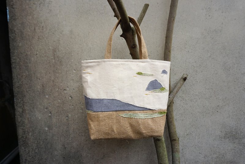 Fallow single-sided mountain / small handbag - Handbags & Totes - Cotton & Hemp White