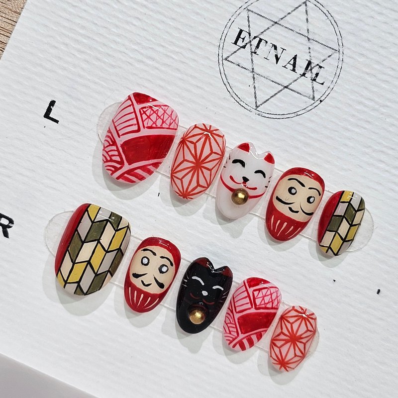 Japanese Style Press-On Nails - อื่นๆ - พลาสติก สีแดง