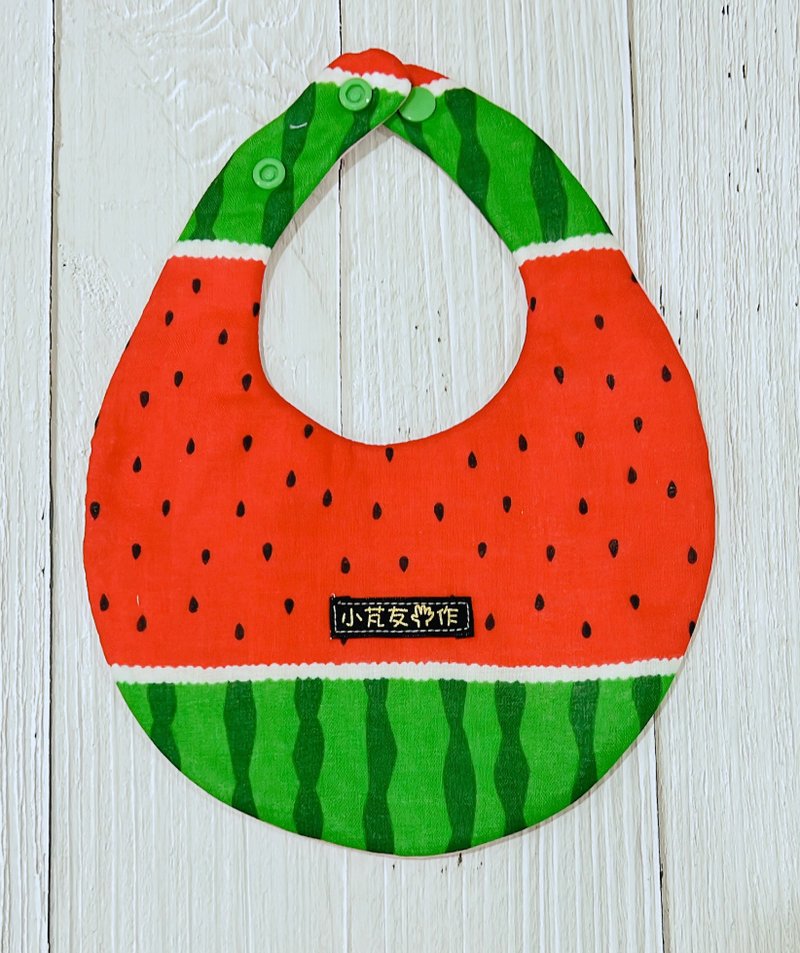 Red meat watermelon - ten layers of yarn bib pocket / handkerchief clip - Bibs - Cotton & Hemp Red