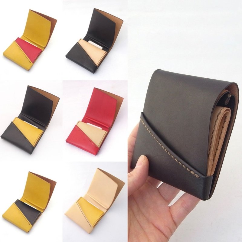 Right : Mini Wallet using Two-Tone Natural Dyeing Leather【chotof/ちょとふ】 - กระเป๋าสตางค์ - หนังแท้ หลากหลายสี