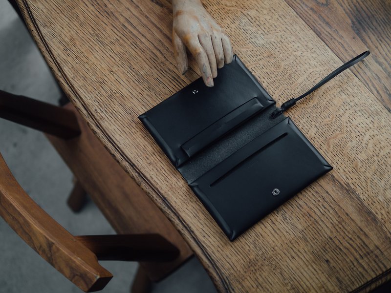 Woven Passport Wallet in Black - Wallets - Genuine Leather Black