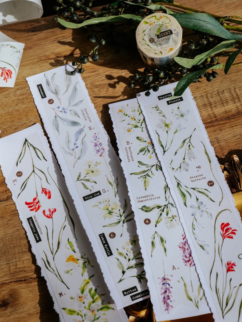 香氣研究所.花 和紙紙膠帶(重油含離型紙) - 紙膠帶/和紙/PET - 紙 