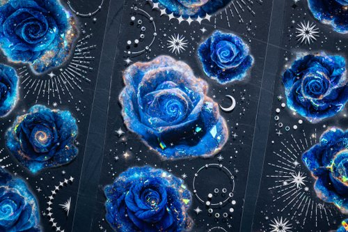 浮光文創 青穹妖姬 PET 紙膠帶 貝殼光 特殊工藝 星雲玫瑰 康橋製 10米卷