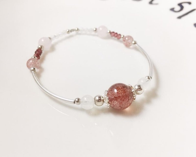 MH sterling silver natural stone custom series _ love should aid _ strawberry crystal - Bracelets - Gemstone Pink