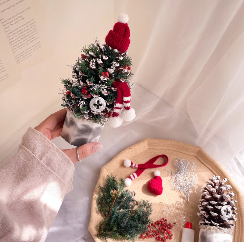 DIY雪白乾燥花聖誕樹  聖誕禮物 交換禮物 附聖誕包裝 客製化禮物 - 花藝/盆栽/植栽 - 植物．花 粉紅色