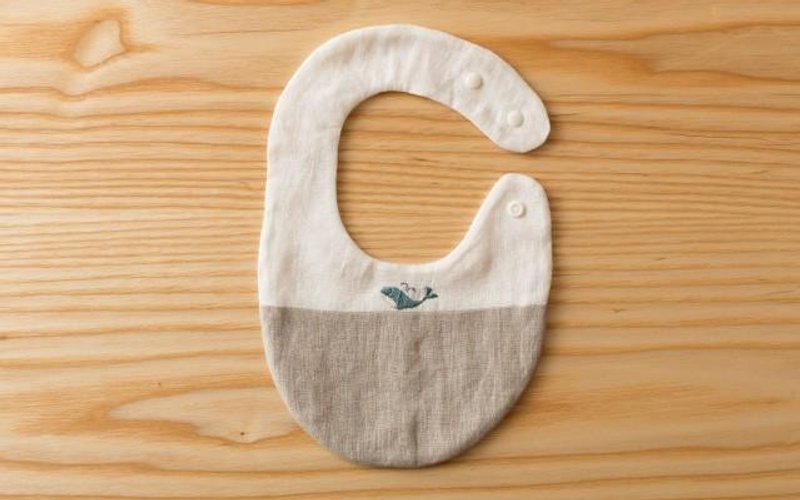 [Stock as long as SALE] of organic linen style (whale) - Bibs - Cotton & Hemp Khaki