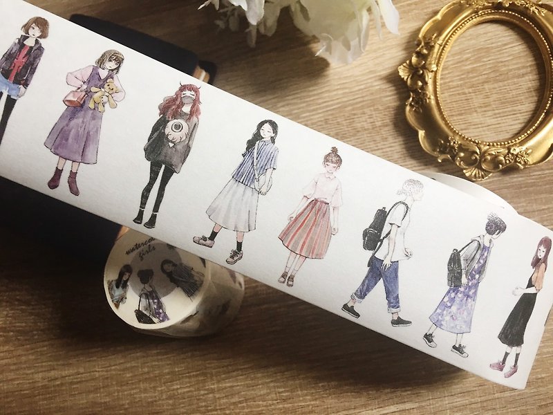 Watercolor Girl  Paper tape - Washi Tape - Paper Multicolor