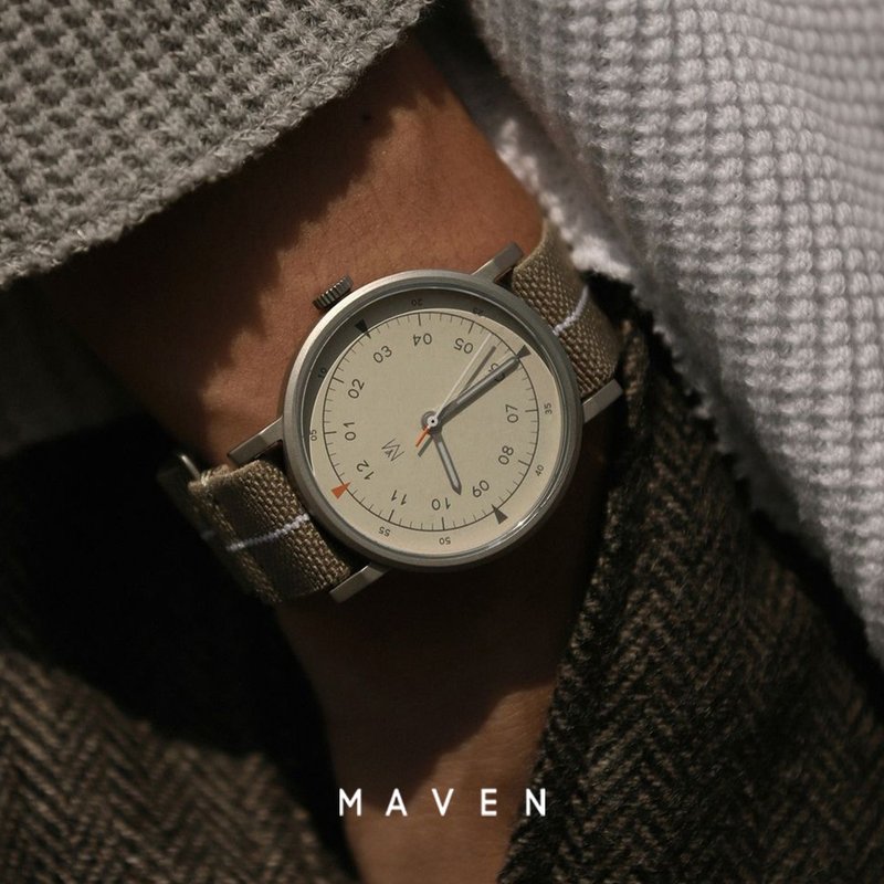 【5色可選】MAVEN MUS系列 40mm男錶 日系工裝風簡約設計 - 男錶/中性錶 - 不鏽鋼 卡其色