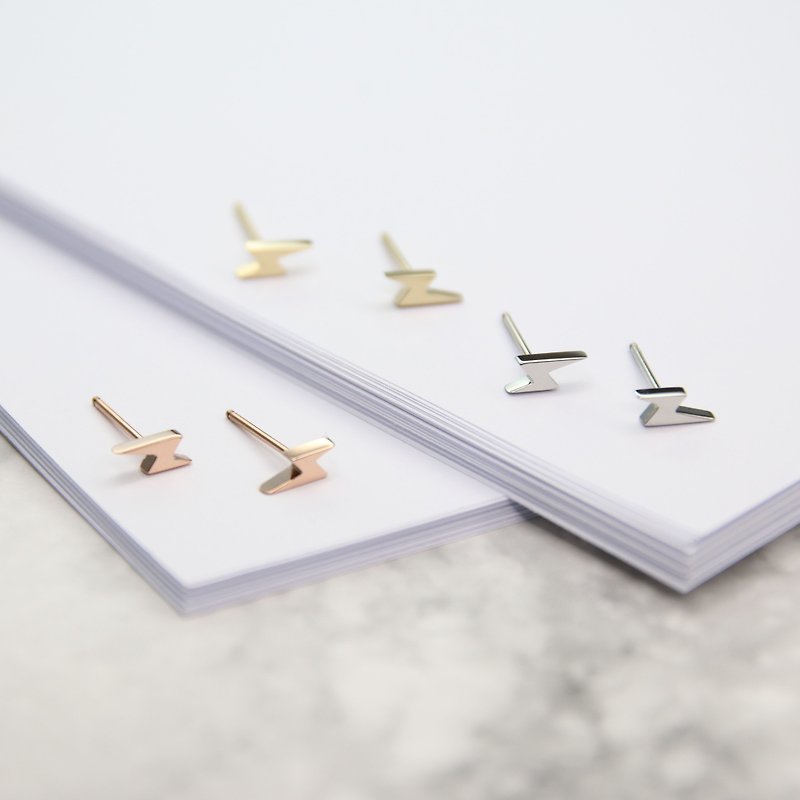 [Graduation Season Selection] Lightning Earrings - Earrings & Clip-ons - Stainless Steel Silver