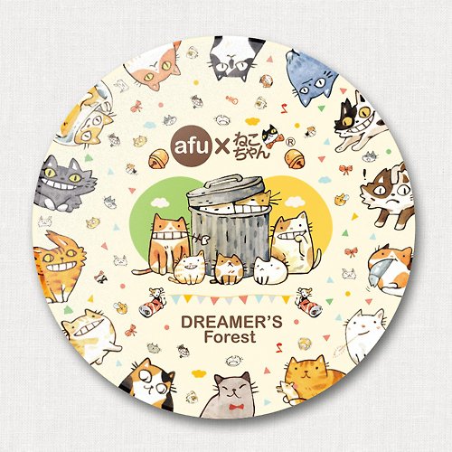 afu插畫日誌 afu陶瓷吸水杯墊-貓咪的一百種生活2-夥伴篇