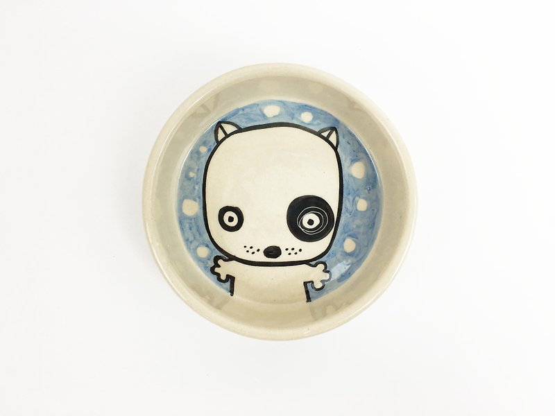 Nice Little Clay Manual Stereo Disc_Black Dog 0308-04 - Small Plates & Saucers - Pottery Blue