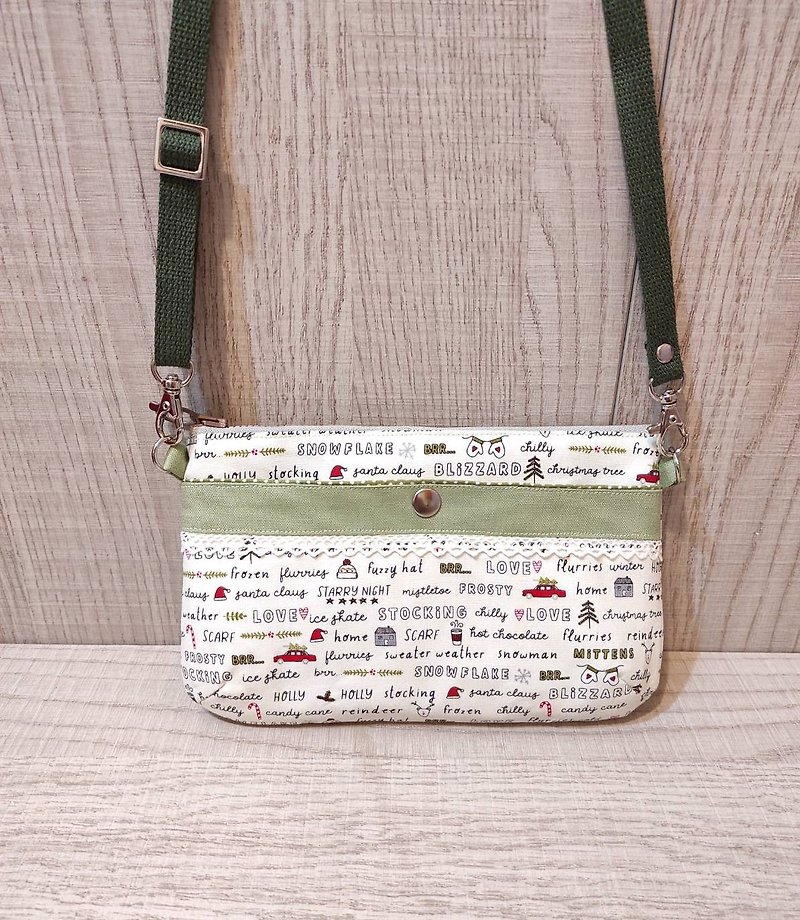 Mobile phone bag - Christmas style with English letters - Messenger Bags & Sling Bags - Cotton & Hemp 