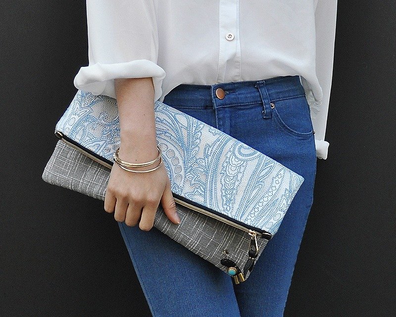 Romeo and Romeo fold over clutch - Other - Cotton & Hemp Blue