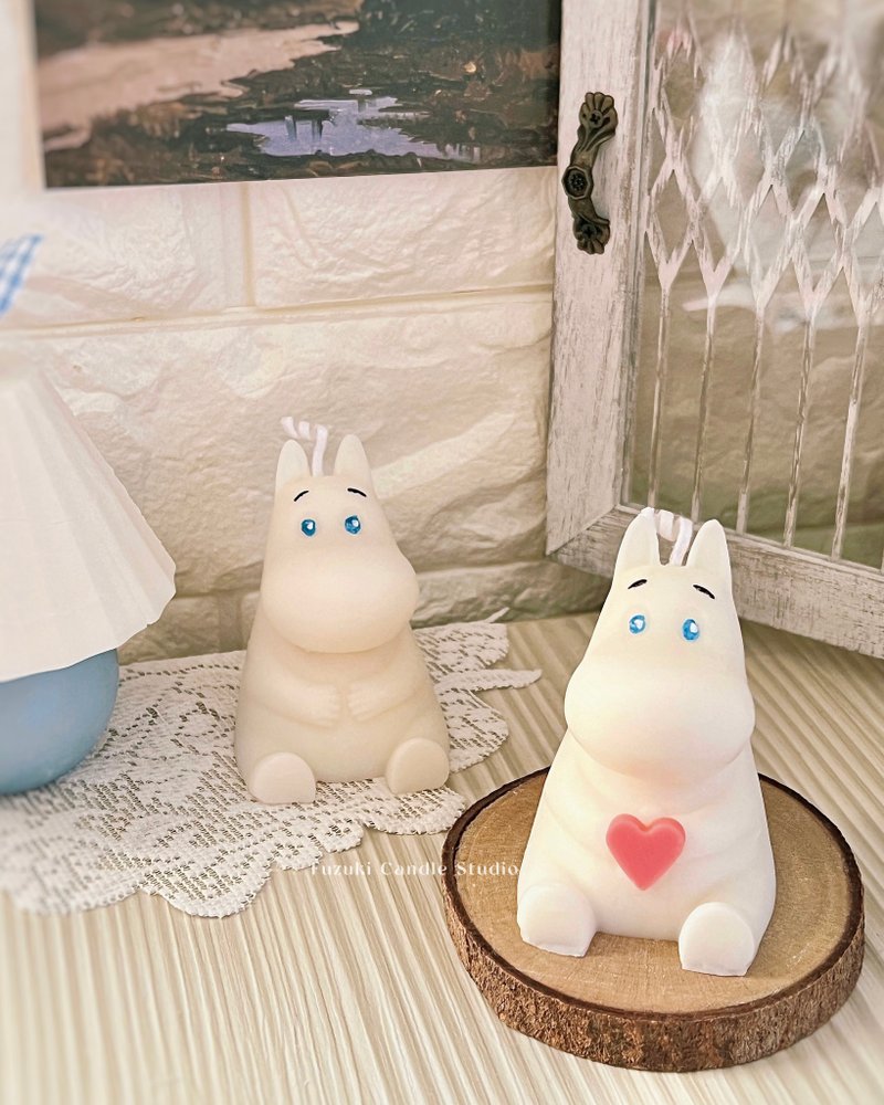 Lulumi shaped candle Moomin handmade scented candle - Candles & Candle Holders - Wax White