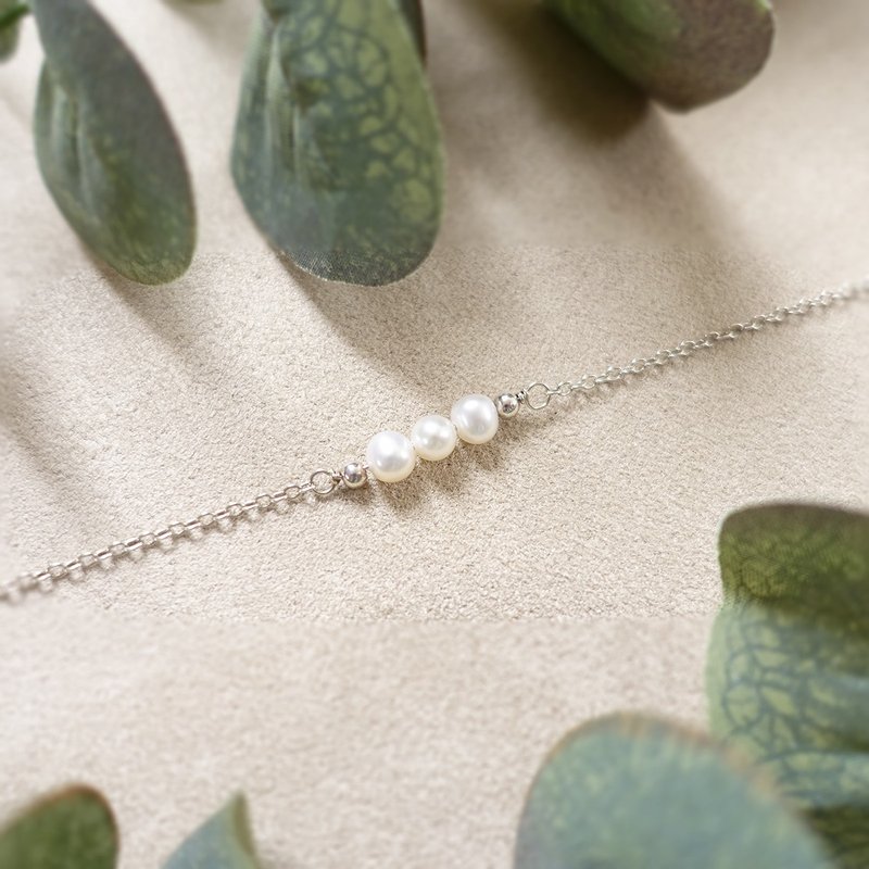 Pearl Bracelet Hortensia 925 Sterling Silver Freshwater Pearl Swarovski Crystal - สร้อยข้อมือ - ไข่มุก สีเงิน