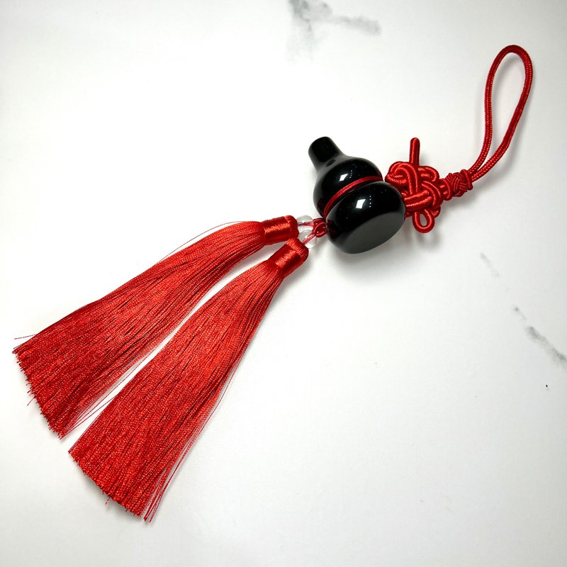 黑曜石葫蘆紅繩掛件 | 水晶 | 水晶擺件 - 擺飾/家飾品 - 水晶 黑色