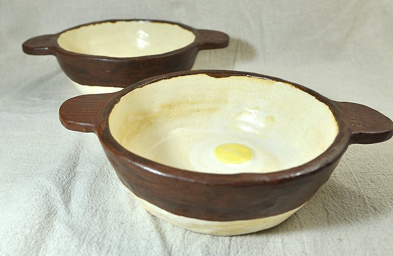 Large Baked Curry Earthenware Pot   with a fried egg   Oven and open flame - เซรามิก - ดินเผา สีนำ้ตาล