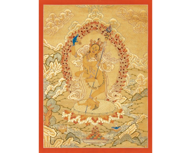 金剛亥母唐卡 – 真正喜馬拉雅手工藝術品 - 壁貼/牆壁裝飾 - 其他材質 多色