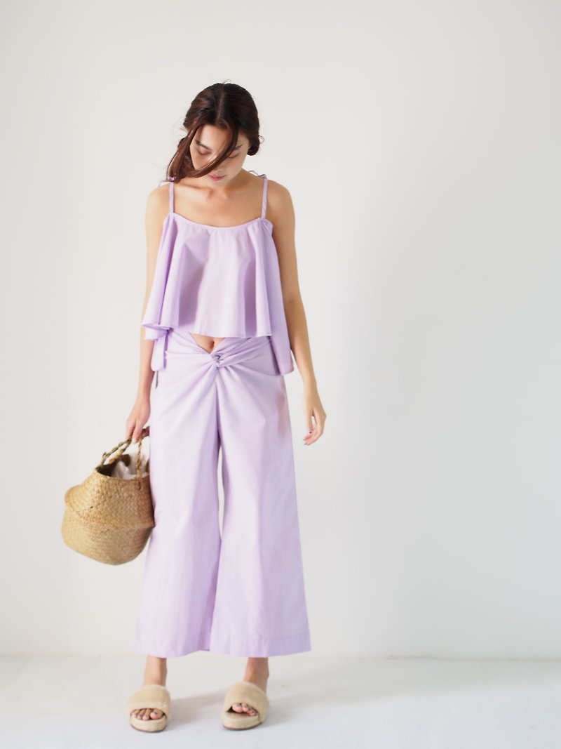 ByTheSea Asymetric Singlet - Lilac - 女裝 上衣 - 棉．麻 紫色