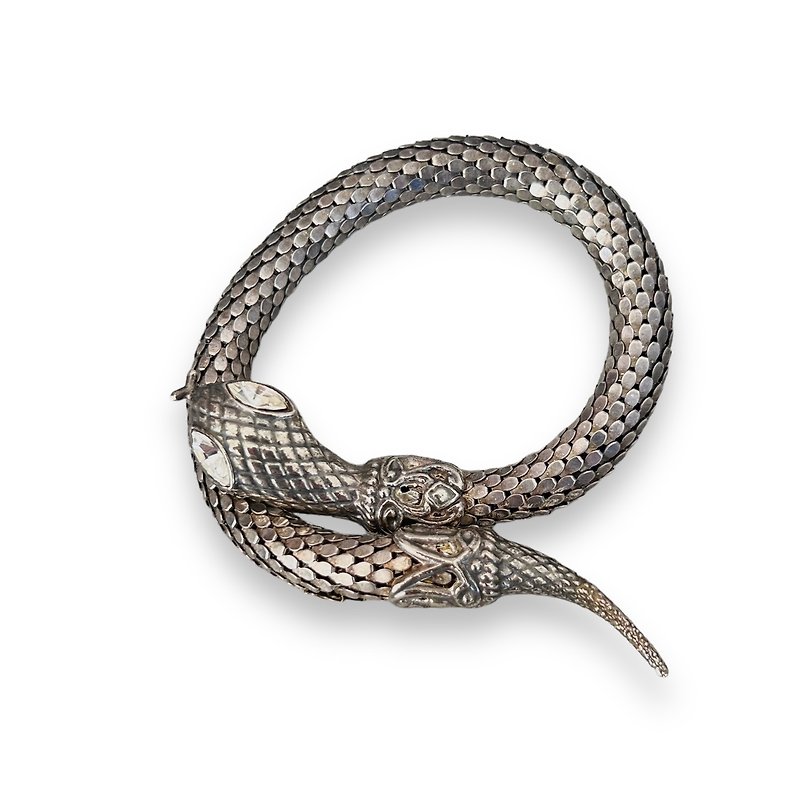 Vintage Snake Serpent Bracelet silver-tone authentic DLAuld USA 1970 signed - Bracelets - Other Metals Silver