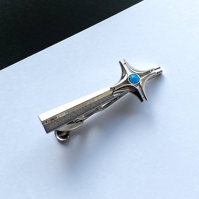 Southern Cross [Aquamarine] Cloisonne Tie Clip Pure Silver Cloisonne - เนคไท/ที่หนีบเนคไท - วัสดุอื่นๆ สีน้ำเงิน