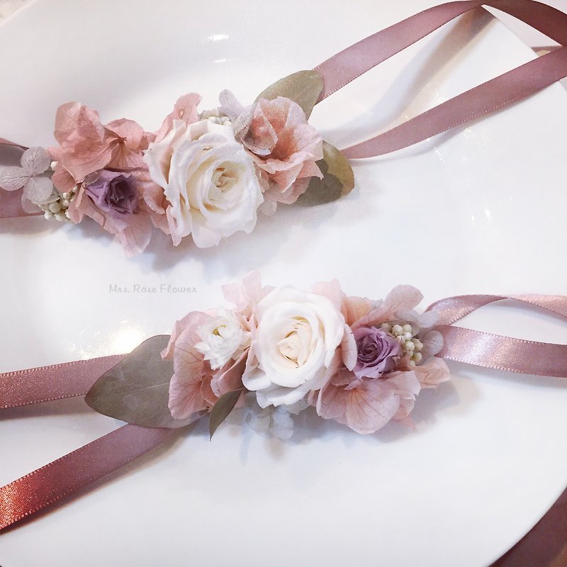 Simple and dry wrist flower - elegant / not withered flower / wrist flower / wedding / Korean / simple - ตกแต่งต้นไม้ - พืช/ดอกไม้ สึชมพู