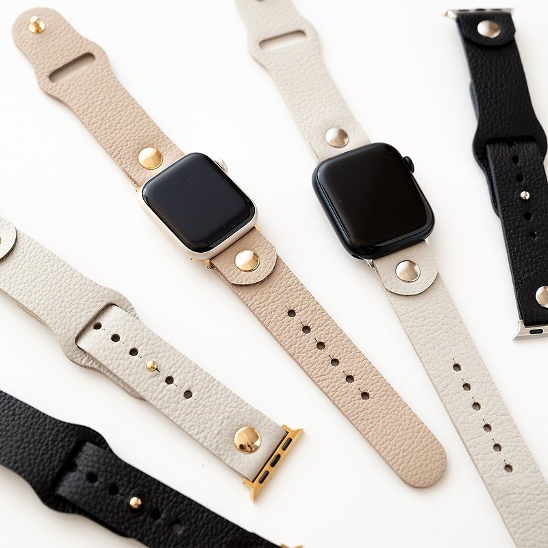 Apple Watch Band [Shrink Leather] Genuine Leather Nickel Free Simple Strap Watch HS97K - สายนาฬิกา - หนังแท้ สีนำ้ตาล