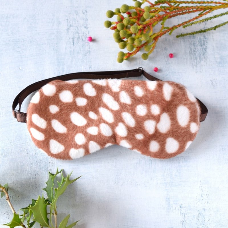 Snow Bambi Sleep Mask & Storage Pouch - ผ้าปิดตา - ผ้าฝ้าย/ผ้าลินิน สีนำ้ตาล