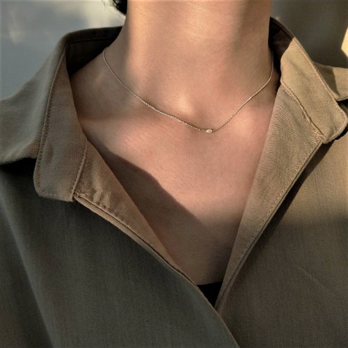 │Light jewelry│Mi-shaped small pearl• Clavicle chain• 14K