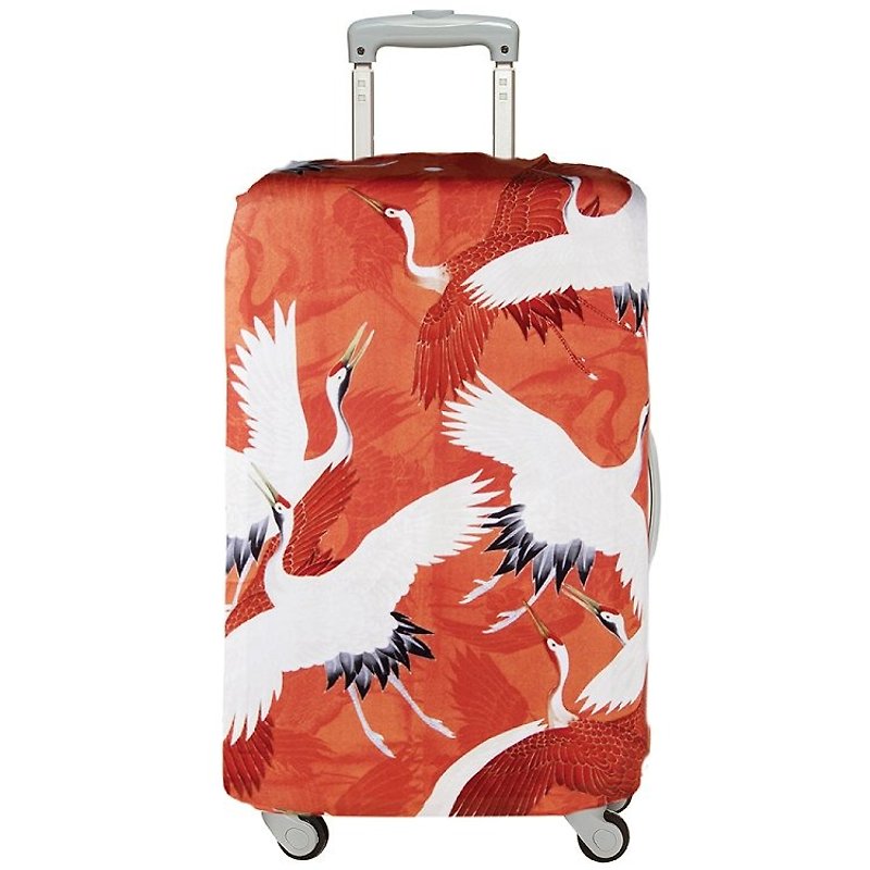 LOQI Luggage Jacket Red and White Crane LMWHCR【M Size】 - Luggage & Luggage Covers - Polyester Red