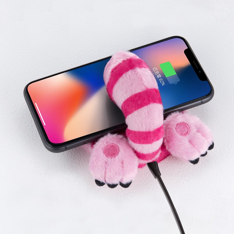 [iPhone14 Pro] Alice Series Miaomiao Cat Twerking Wireless Charging Stand - Phone Charger Accessories - Other Materials Pink
