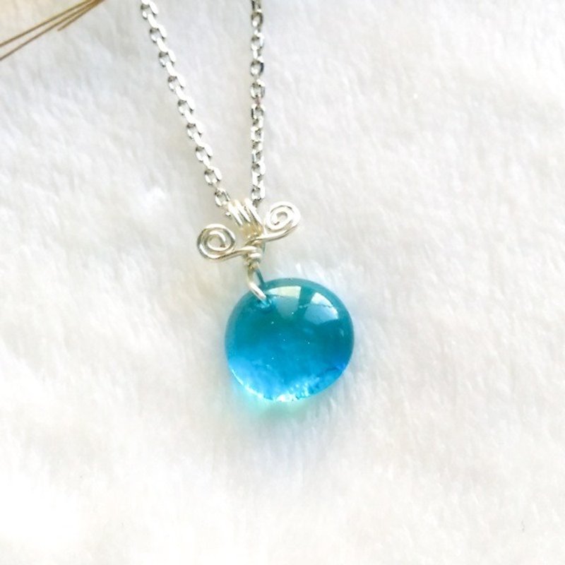 Sweetheart Candy Glass Necklace - Water Blue - Necklaces - Glass Blue