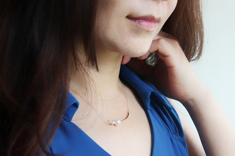 Companion Swarovski size pearl necklace Big & Small Swarovski pearl - Necklaces - Gemstone White