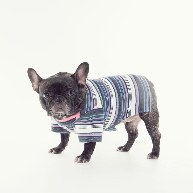 Little nerd striped jacquard top - pink law bullfighting cow fat dog clothes pet clothes dog clothes - Clothing & Accessories - Cotton & Hemp Pink