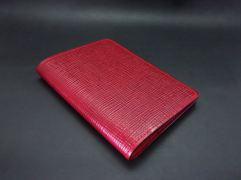 APEE leather hand-passport folder ~ cross pattern ~ dark red - Passport Holders & Cases - Genuine Leather 