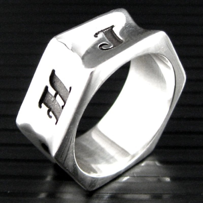 Customized.925 sterling silver jewelry RP00008-polygon ring (hexagonal ring) - แหวนทั่วไป - โลหะ 