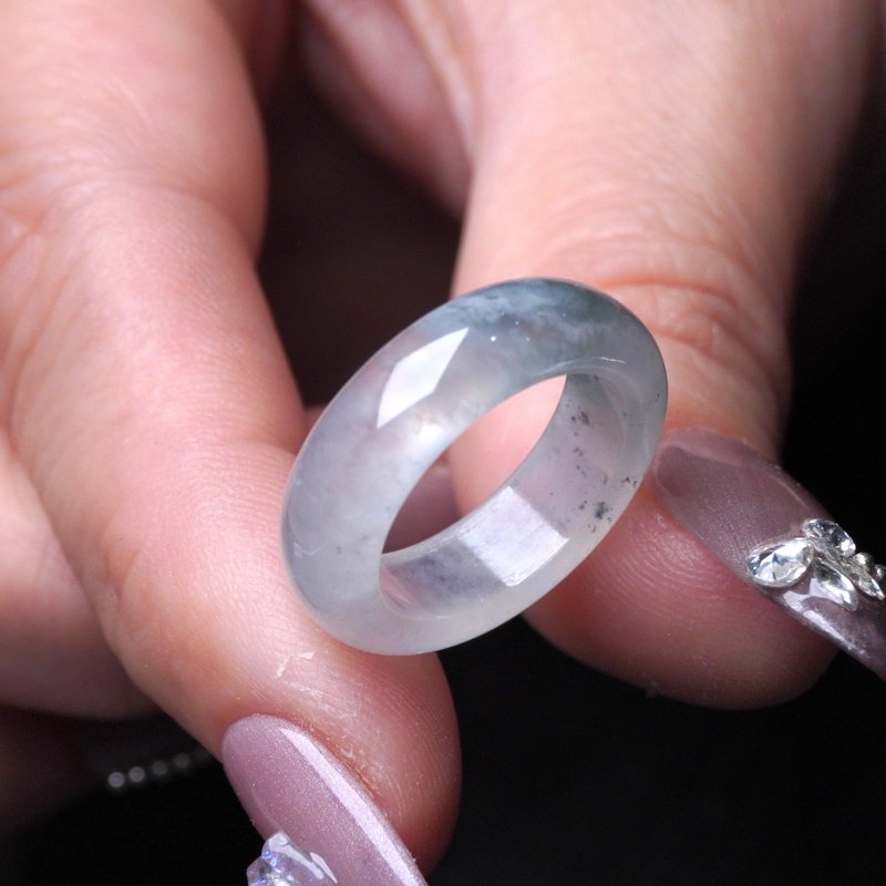 冰飄花翡翠戒指戒圈 | 國際10圍 | 天然緬甸玉翡翠A貨 | 送禮 - 戒指 - 玉石 透明