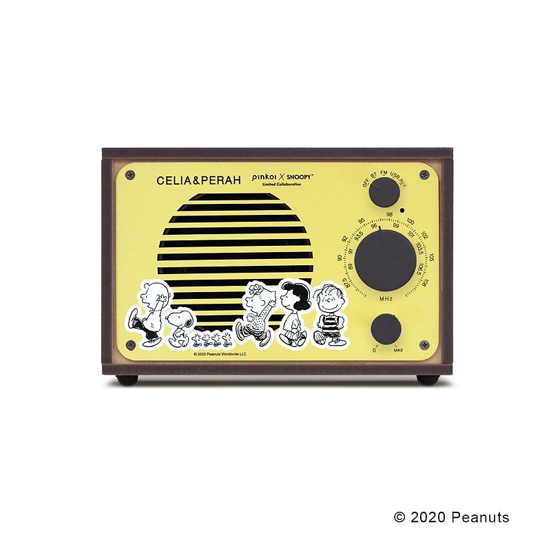只含面板_R1-Snoopy聯名面板-史努比朋友款 - 藍牙喇叭/音響 - 木頭 黃色