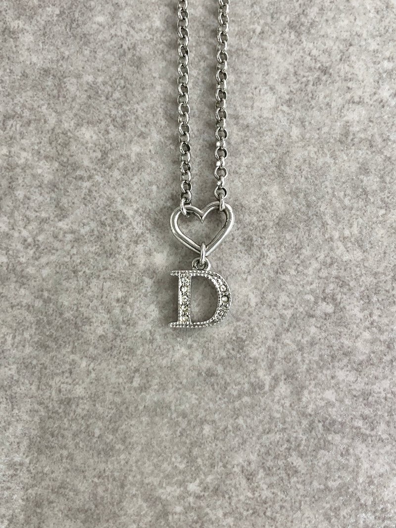 【 日本直送　名牌中古包 】Christian Dior クリスチャン ディオール ネックレス シルバー Dロゴ ラインストーン ハート  eru8rm - 項鍊 - 其他材質 銀色