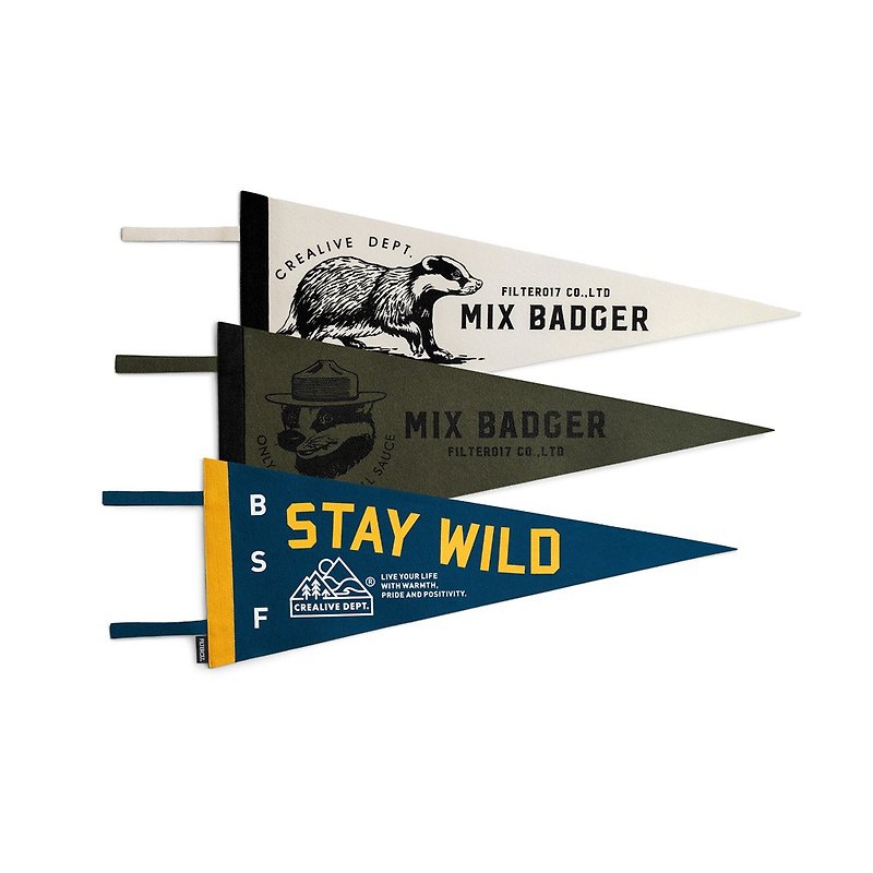 Filter017 Mountain Peak Logo / Mix Badger Pennant - Items for Display - Cotton & Hemp 