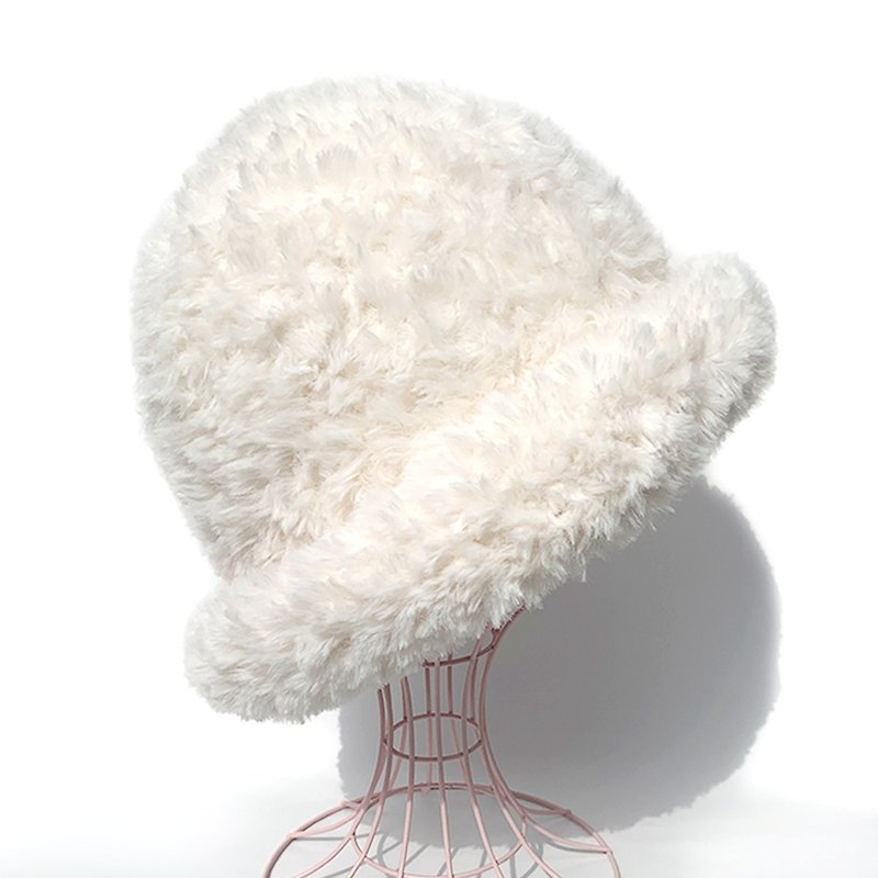 [Knit hat] Eco fur volume knit hat OFF - Hats & Caps - Polyester White