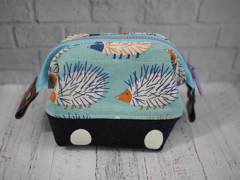 Hedgehog small cosmetic bag. - Toiletry Bags & Pouches - Cotton & Hemp Blue