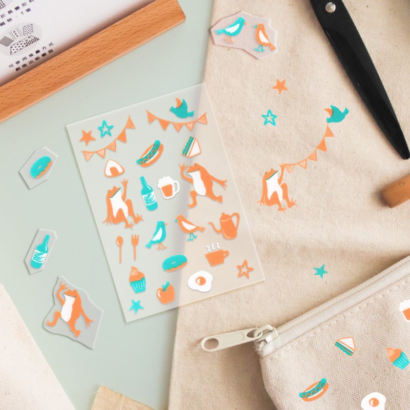 | Handmade DIY | irodo non-ironing cloth with transfer stickers - picnic party x orange green - Knitting, Embroidery, Felted Wool & Sewing - Plastic Orange